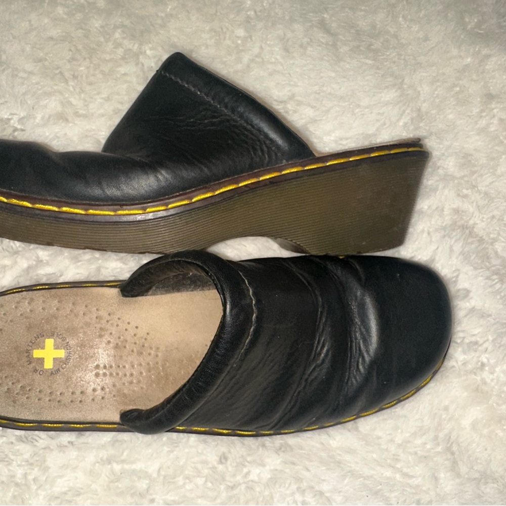 DR. MARTEN Black Leather Slip-On Clogs - Picture 4 of 8